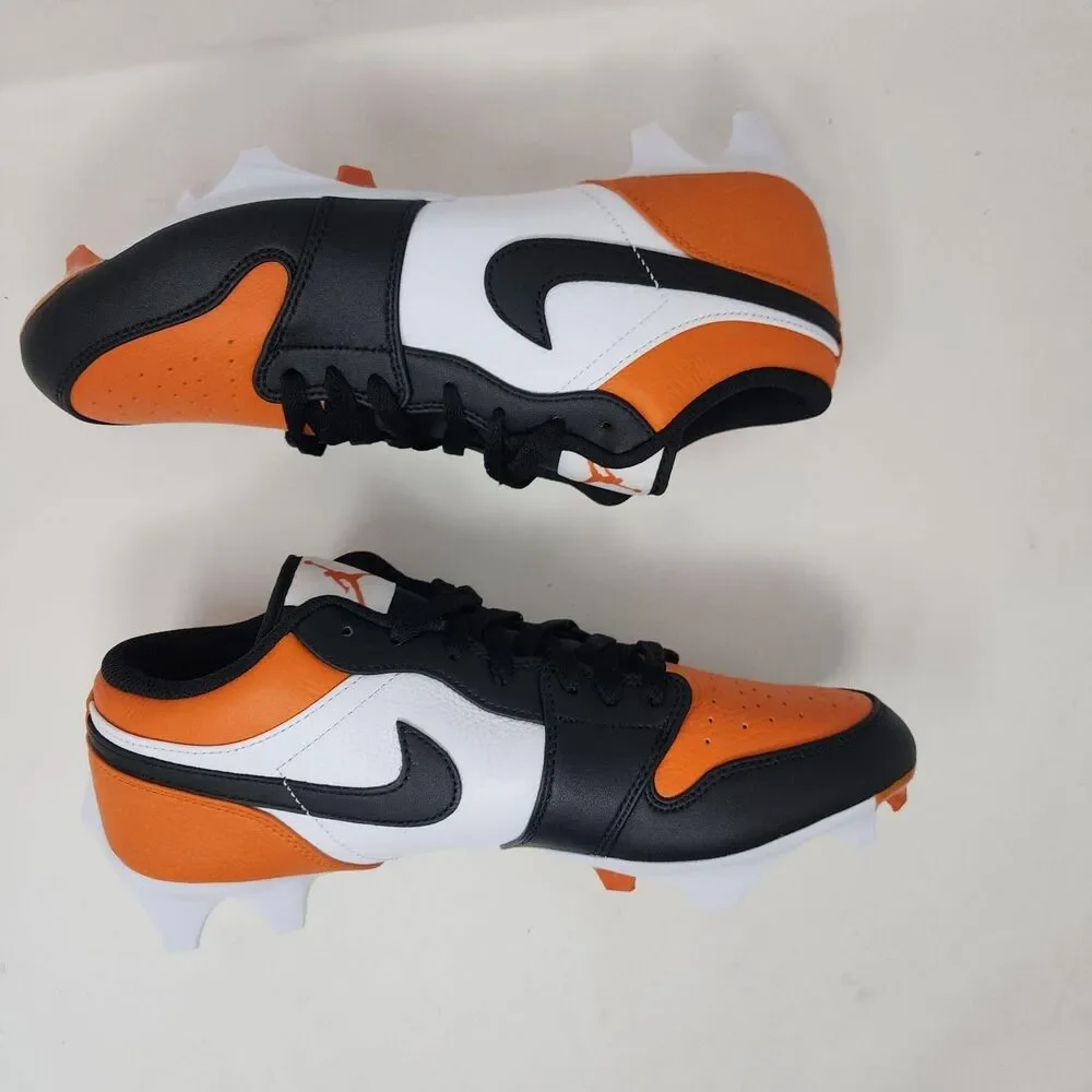 Jordan Football Cleats Shoes Mens 10 Orange Black White Molded Swoosh Logo